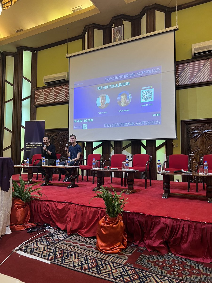 ash (@ashrafstakala) on Twitter photo #Ethereumfrontierafrica <a href="/yosephayele/">Yoseph Ayele</a> and <a href="/VitalikButerin/">vitalik.eth</a> kicking off Ethereum Frontiers Africa ๐ฐ๐ช Really amazing to connect with so many Ethereum core devs and builders on the continent ๐ #Ethereumfrontierafrica <a href="/yosephayele/">Yoseph Ayele</a> and <a href="/VitalikButerin/">vitalik.eth</a> kicking off Ethereum Frontiers Africa ๐ฐ๐ช Really amazing to connect with so many Ethereum core devs and builders on the continent ๐