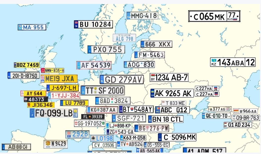 🚗 Number plates in Europe