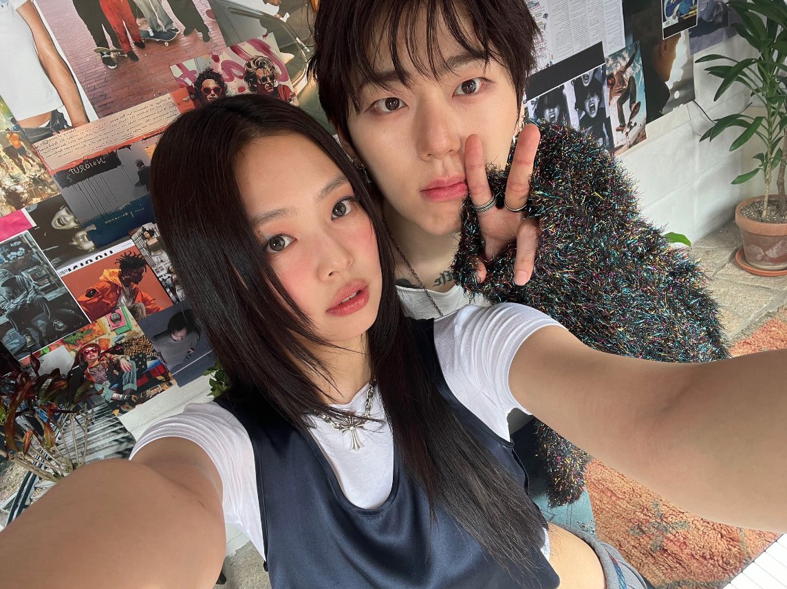 BLACKPINK's Jennie and Zico in a newly shared selfie, celebrating their first win with 'Spot!'.