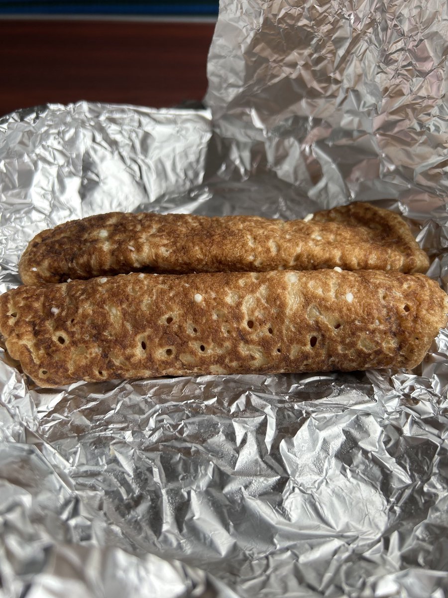 Staffordshire oatcakes with sausage- today’s breakfast