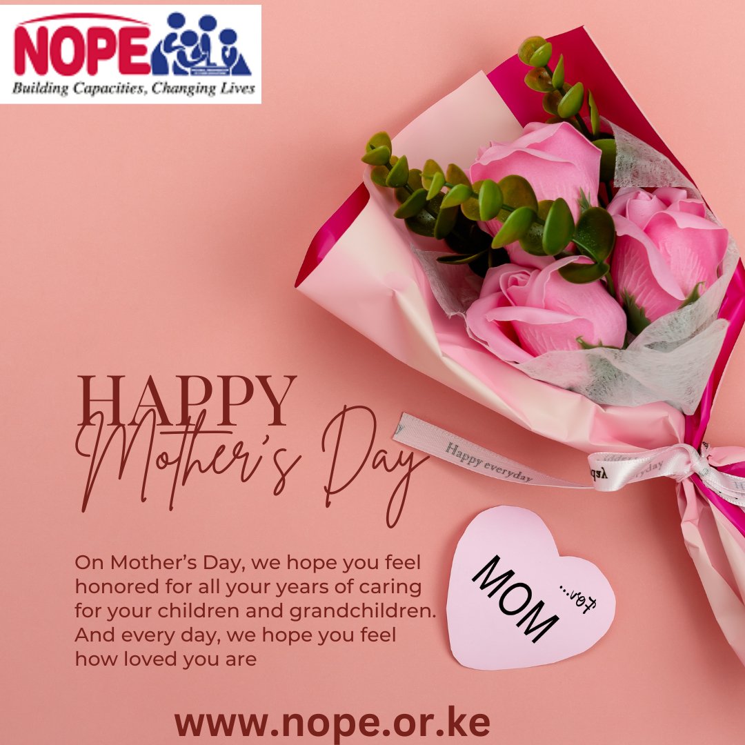 To all the incredible mothers out there, today we celebrate YOU. Your love, strength, and resilience inspire us every single day.
From all of us at NOPE Kenya, Happy Mother's Day!💖
#MothersDay #NOPEKenya #CelebratingMothers