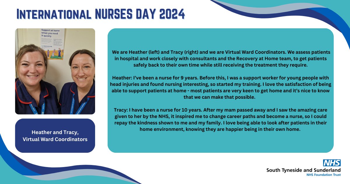As we continue celebrating #InternationalNursesDay, we're showcasing some of our nurses who have told us all about their roles as nurses 🎉💙

Say hello to Heather and Tracy 👋

#TeamSTSFT