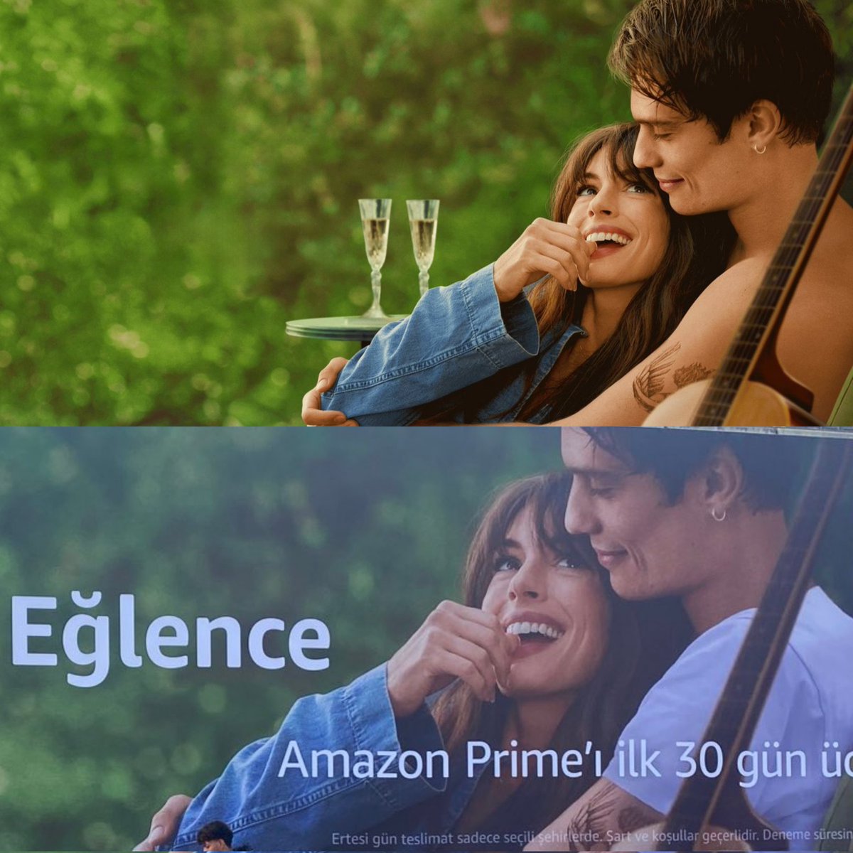 Prime Video Türkiye, sokakta The Idea of You filminin afişiyle verdiği reklamlarda Nicholas Galitzine'a tişört giydirdi.