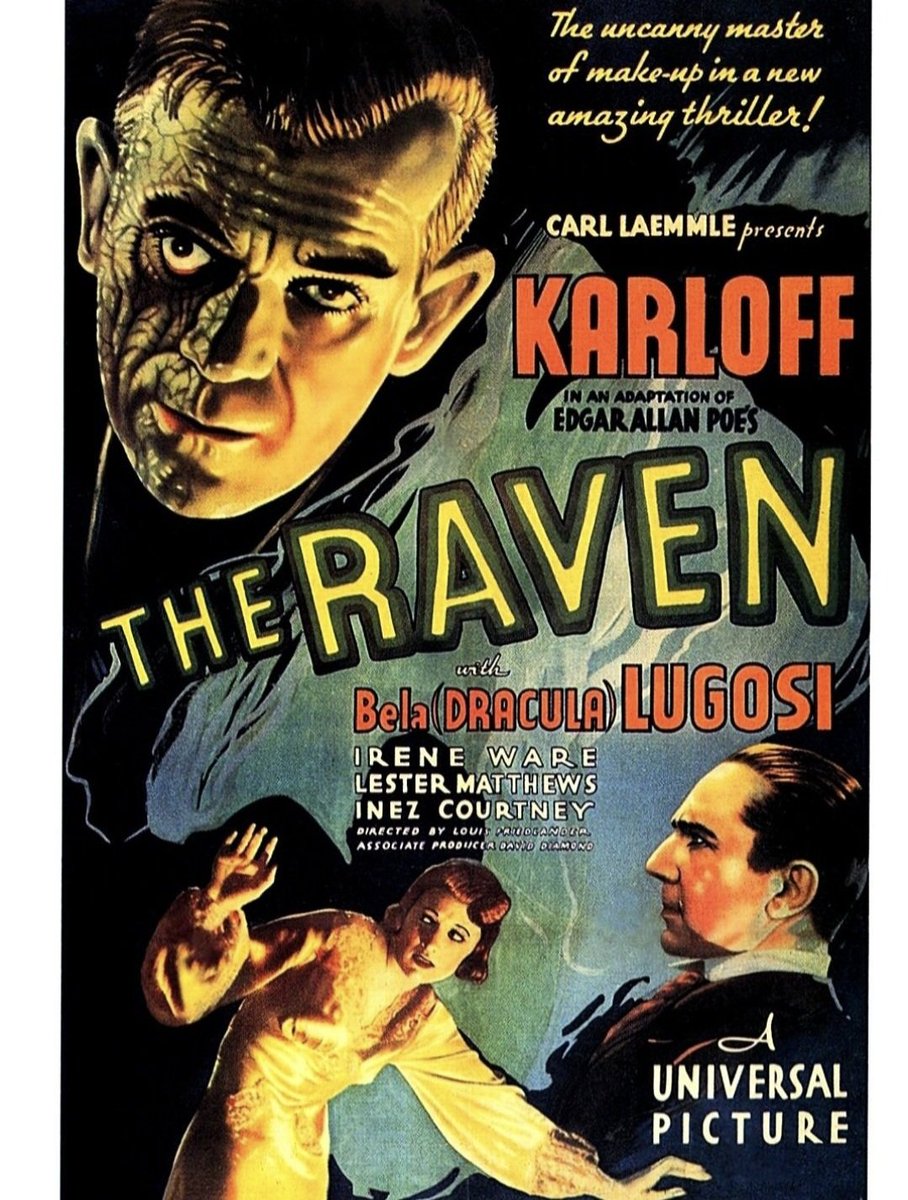 Karloff may get top billing but this belongs to Lugosi. Hardly Poe, but a dark and deliciously fiendish delight. Cruelty with class. 1935. #horrorcommunity #horrorfamily #horrormovie #horrorfilm #horrorfam #classichorror #horroraddict #horrorfan #mutantfam #monsterfam #horror