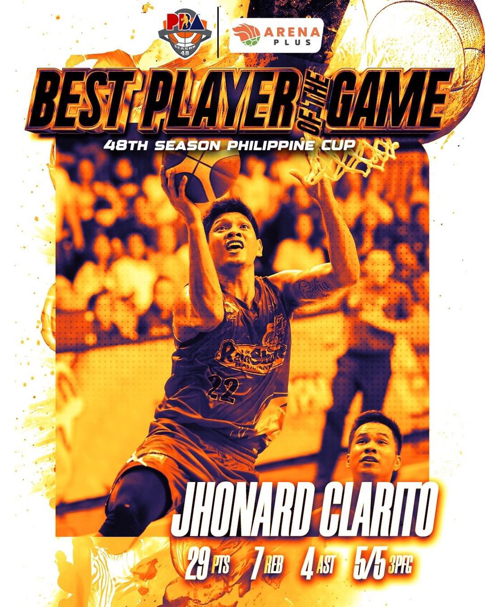 Great all-around game for Jhonard Clarito! He is the Arena Plus BPG! #PBAAngatAngLaban #PBAS48PhilCupQFROSvsTNT