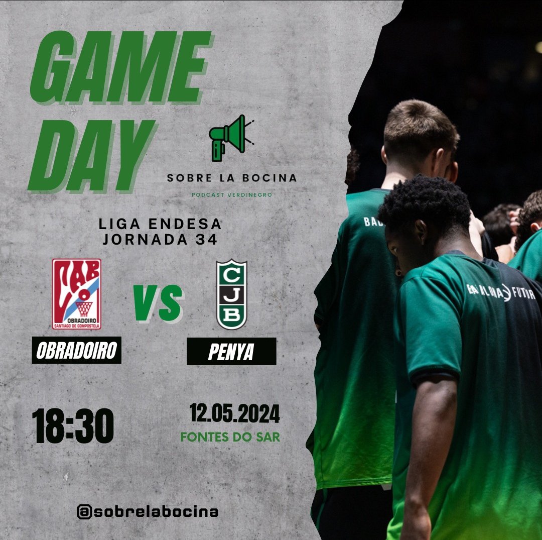 ☀️ Bon dia, bociner@s! 📅 GAMEDAY 🆚 Monbus Obradoiro ⏰ 18:30h 📍 Fontes Do Sar 🏆 Lliga Endesa - Jornada 34 👋 Diem adéu a la temporada 23/24.