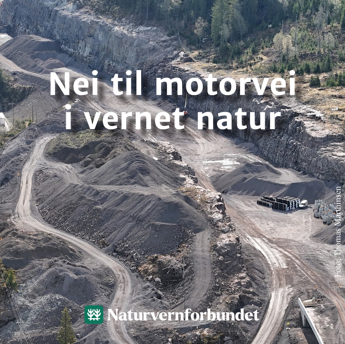 Slik ser det ut når man lager motorvei i Norge. Og nå har regjeringen gitt grønt lys for å at denne veien skal forlenges rett gjennom Nordre Tyrifjorden naturreservat. Stortinget har nå en mulighet til å si nei til byggingen av E16 på Ringerike. Bruk den!