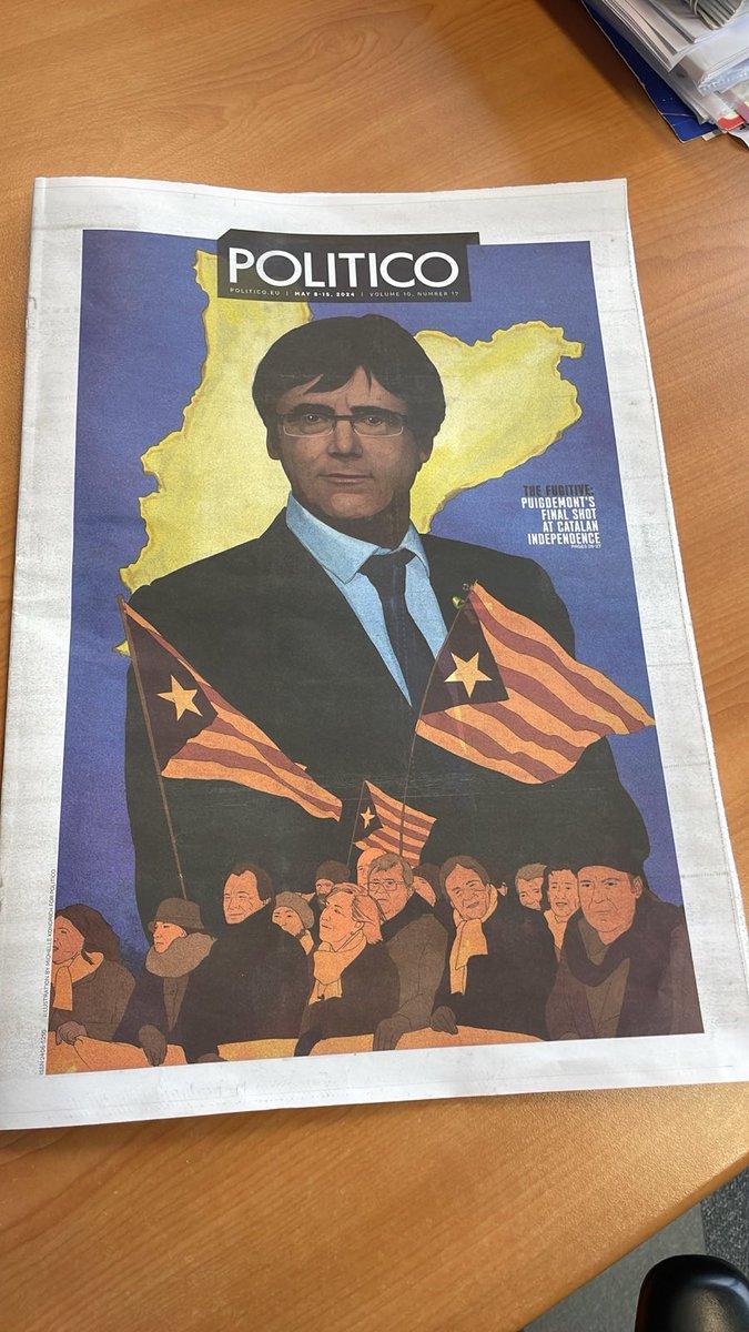 1. Aquesta és la portada de Politico avui, a la taula dels màxims dirigents de la UE. Amb el President Puigdemont al centre de les mirades. Ell, l'exiliat, al qui van tractar d'anècdota i a qui alguns companys han fet tantes travetes com han pogut. Breu fil 👇