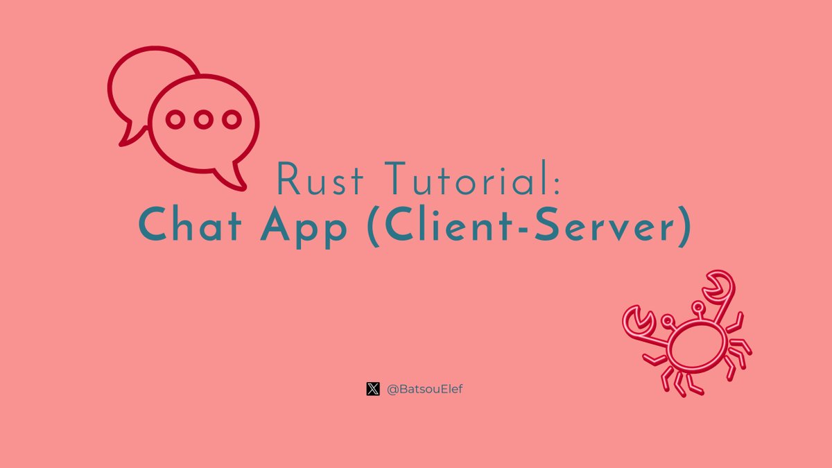 Tutorial: Chat Application in #Rust 

This simple application will have two parts: 
1. Client
2. Server

And you can type something on the client side and the server will receive it.

#DEVCommunity @ThePracticalDev  dev.to/eleftheriabats…
