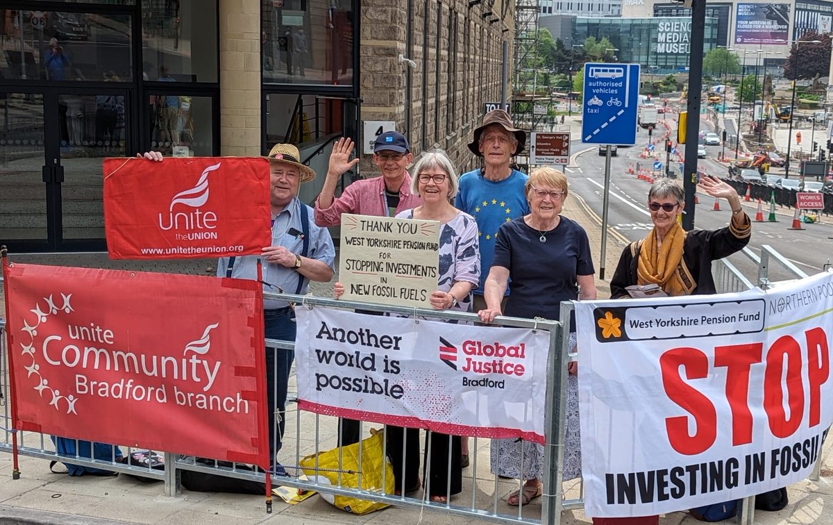 Vigil 128 (never one missed!) 10.5.24 outside @WYPF_LGPS @WYPF_Investment calling on them to #divest from #fossilfuels, & thanking them for the progress to date. World's top climate scientists 'in despair' but action from @bradfordmdc @andrew_scopes @athornton_bfd brings hope