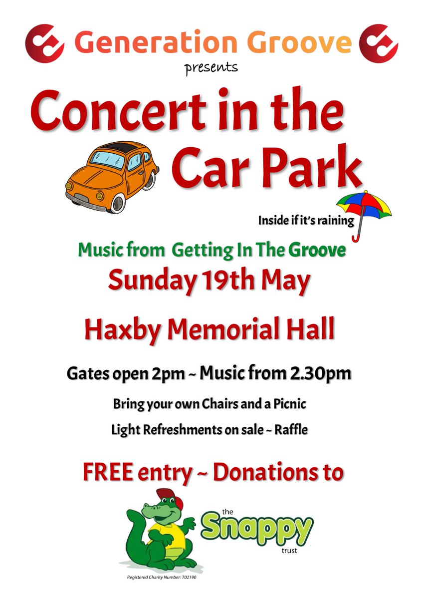 One week today! Put the date in your diaries! 🎶🎵 Sunday afternoon 19th May Generation Groove performing a fundraising concert for @SNAPPYYork. Hope you will join us. Donations on the gate, raffle and refreshments. @theyorkmix @thisisyo1 @BBCYork @JorvikRadio @yorkpress #Music