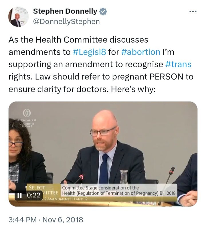 It's a sorry state of affairs when Ireland's Minister for Health fails to understand basic biology. Do you stand by this 2018 tweet @DonnellyStephen? Do you still believe that men can become pregnant? In what world is this absolute rubbish considered 'clarity'?