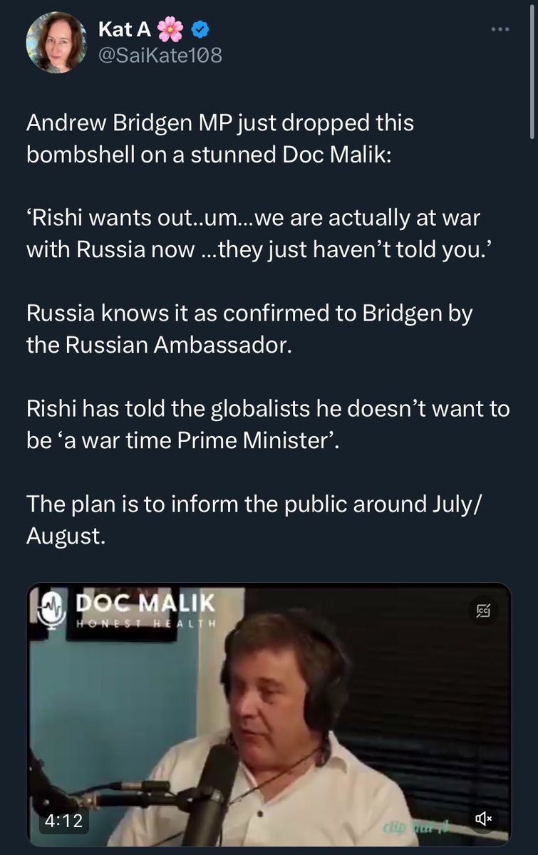 I told Ahmed Malik by phone and X that we were at war with Russia +++ some months ago now. The podcast session was duly cancelled. I’m not sure why Bridgen is speaking to the Russian Ambassador but hey, let’s go with it. I think it is time to identify exactly who is batting…