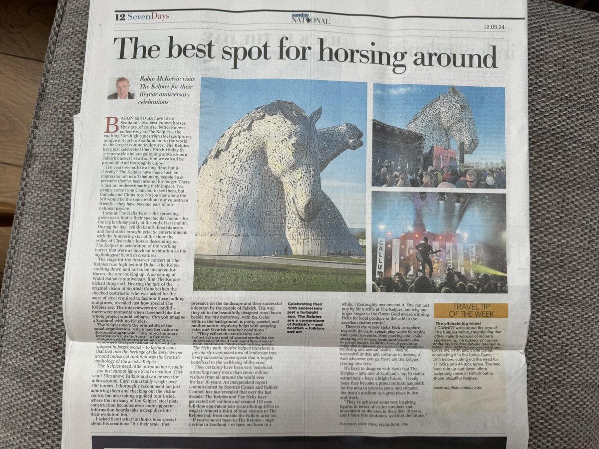 In today’s @SunScotNational I take you to celebrate the 10th birthday of the remarkable Kelpies. @HelixFalkirk 🏴󠁧󠁢󠁳󠁣󠁴󠁿 @TravWriters