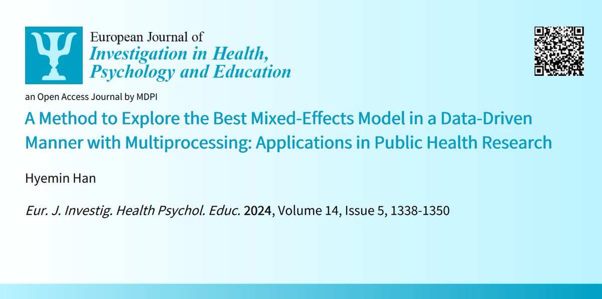 😍Welcome to read👉'A #Method to #Explore the #BestMixedEffectsModel in a #DataDrivenMannerwithMultiprocessing: #Applications in #PublicHealthResearch'📜by🧑‍🔬@xxelloss:📍mdpi.com/2254-9625/14/5… #datascience #datadrivenanalysis #modelexploration #mixedeffectsmodel #publichealth