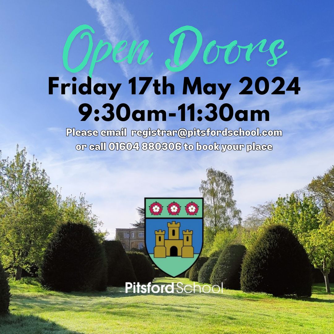 See Pitsford School in action during our Open Doors event on 17th May! Tour our campus, meet our Headmaster, Dr. Walker, and experience our vibrant community. We look forward to welcoming you! Contact us today to reserve your spot! #PitsfordSchoolOpenDoors #PitsfordSchool