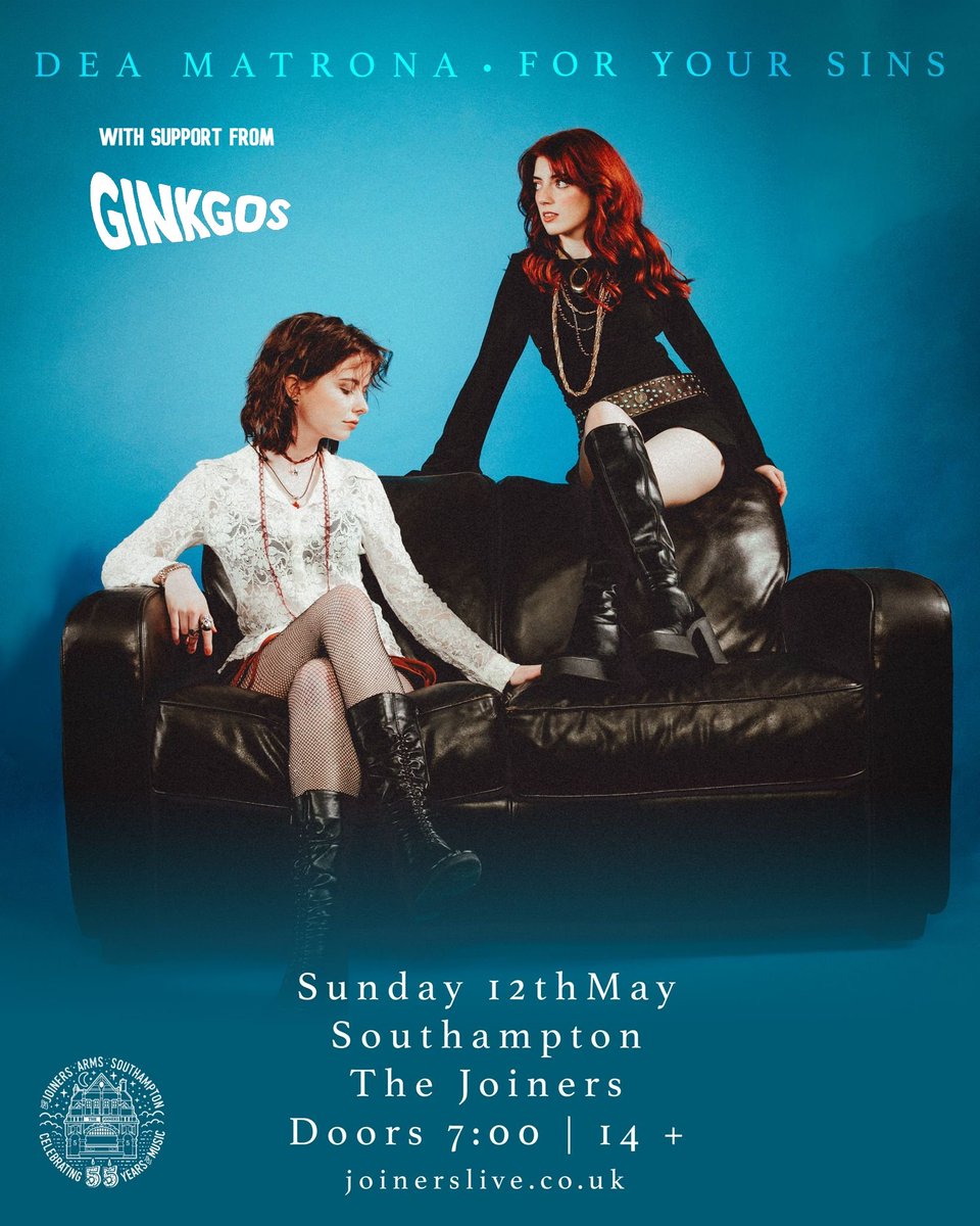 Tonight! Final Tickets for incredible rock outfit @DeaMatronaBand do an not miss this one 💫💫 Support from the fantastic Ginkgos Tix at joinerslive.co.uk