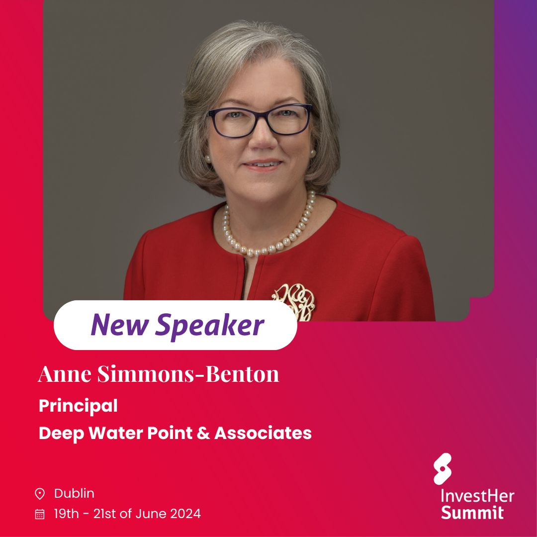 ✨ Excited to announce Anne Simmons-Benton as a #Speaker @InvestHerSummit! With 30+ years in international development and trade, her work spans over 32 countries 🌍 Don't miss her insights on equity and social justice 👩🏼‍💻 Join us! bit.ly/InvestHerSummi… #CommunityIsCapital