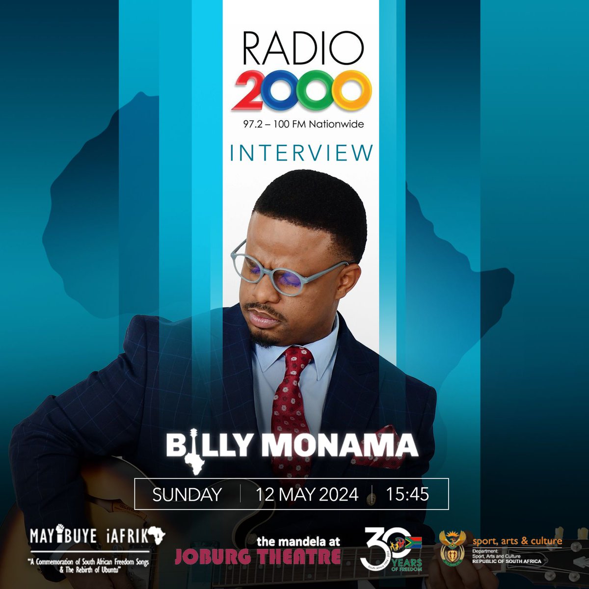 Catch Mayibuye iAfrika Director & Curator @BillyMonama on @Radio2000_ZA this afternoon! With only 2 weeks to go, the concert is gearing up to be a sold-out event. Get ready for an unforgettable celebration of #AfricaMonth & #30YearsofDemocracy with an incredible lineup & music.