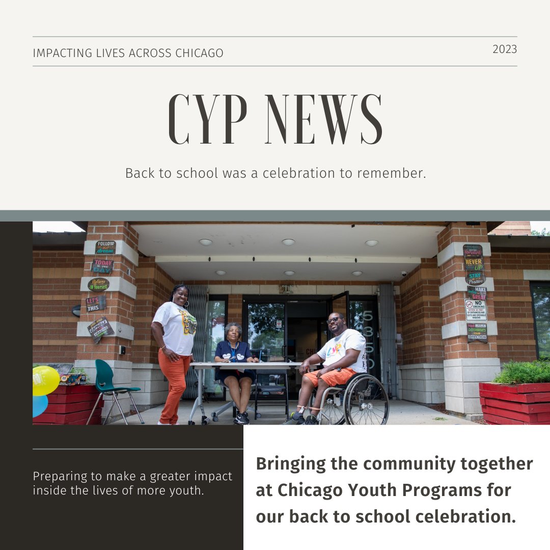 CYP NEWS! We believe in access and opportunities. 

We have so many success stories and we look forward to helping more youth fulfill their purpose.

Learn more, donate or register to volunteer at
ChicagoYouthPrograms.org

#CYP #ChicagoYouthPrograms #MakingADifference