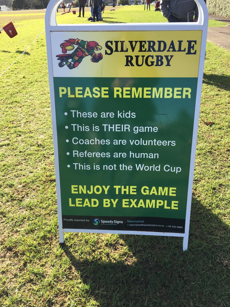@realEstateTrent We have this sign at a small number of Rugby Games where my son plays.  Thankfully amateur Rugby in UK has been 'self policing' over zealous parents for some time  #LetThemPlay #LetThemLearn #RespectTheGame