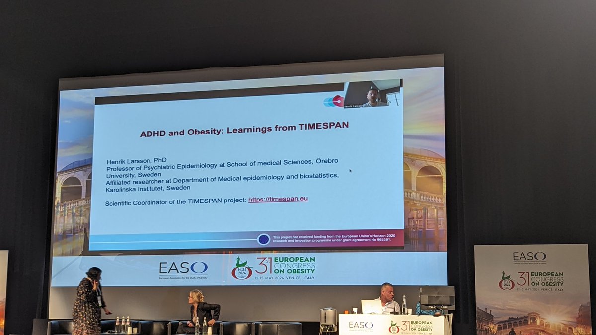 Now at #eco2024: TIMESPAN coordinator @LarssonPsychEpi presents about #ADHD and #obesity: learnings from TIMESPAN. @EASOobesity @UK_ADHD @ADHD_Europe