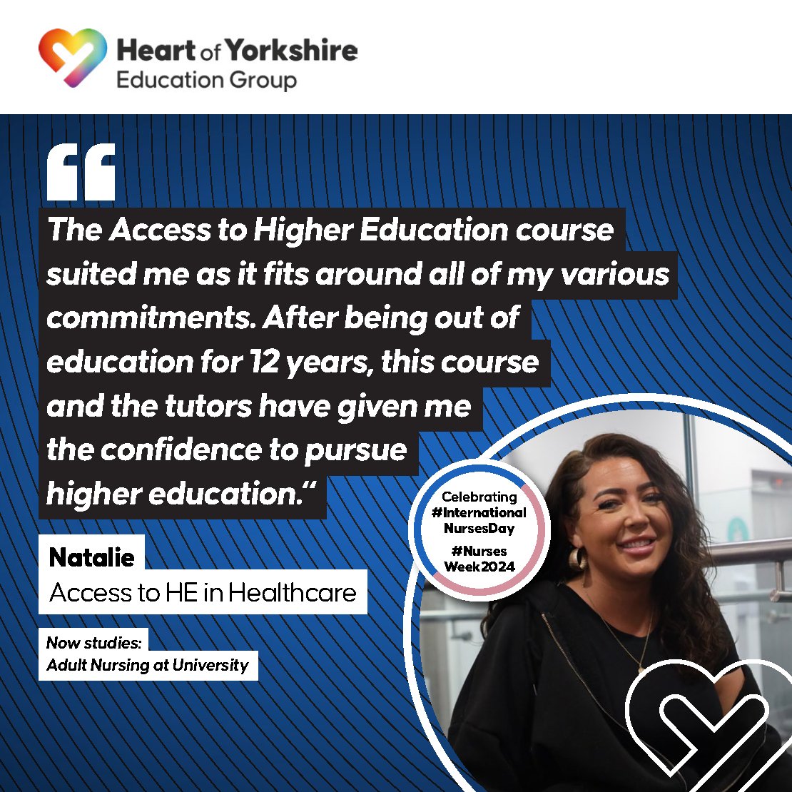 It's International Nurses Day👏 We are proud of our student Natalie who returned to education to study our Access to HE Healthcare course which gave her the qualification she needed to study Adult Nursing at University! #InternationalNursesDay #NursesWeek2024 👩‍⚕️