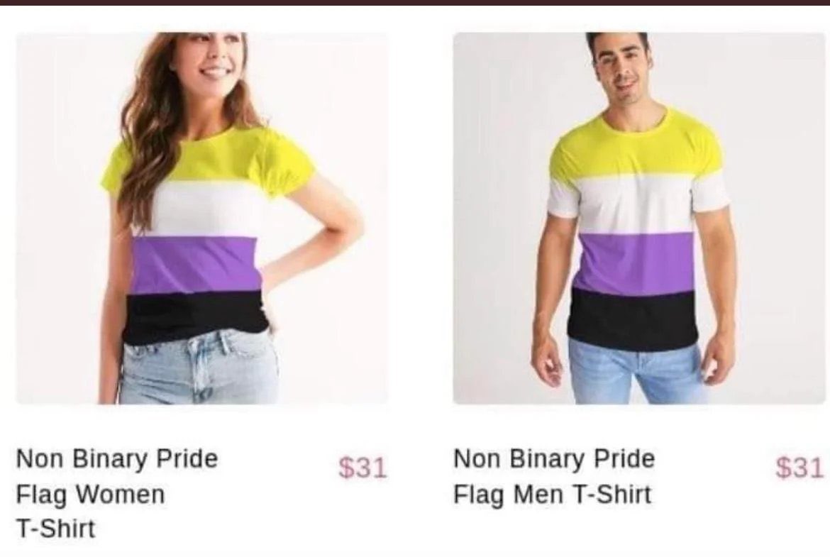 'Non-binäre' T-Shirts gibt es übrigens nur für Frau oder Mann.

Diese Ironie.

#Eurovision2024