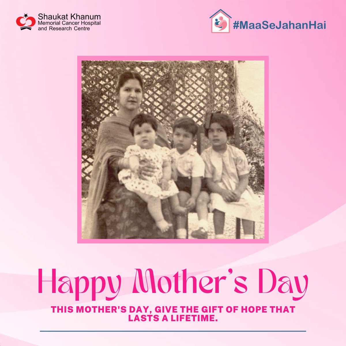 29 years ago, a son honoured his mother by founding Shaukat Khanum Memorial Cancer Hospital and Research Centre.

On this Mother's Day, give the gift of hope that will last a lifetime.

To donate, visit: shaukatkhanum.org.pk/donors/#donati…

#MaaSeJahaanHai #MothersDay #MothersDay2024 #SKMCH