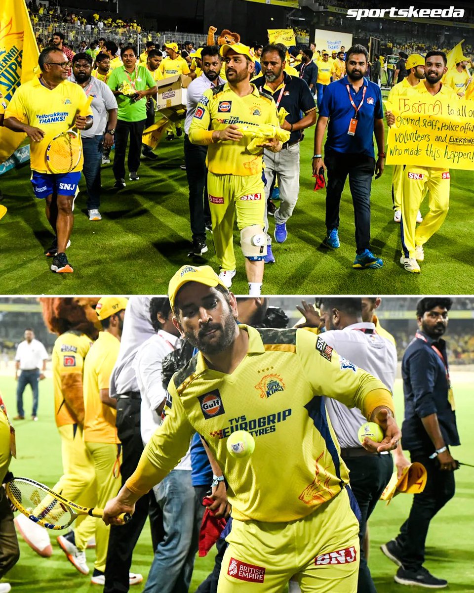 One last time, number 7️⃣ in the lap of honor today #CSKvsRR #MSDhoni𓃵