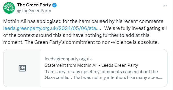 Take Note @TheGreenParty & Mothin Ali - You Won't Silence Us Tinpot legal firm MRRP (Web mrrp.co.uk) & their clients Jihadist & Leeds Councilor Mothin Ali & Muslim apologists & puppets @TheGreenParty had @x remove our tweet showing Mothin screaming Islamic hate…