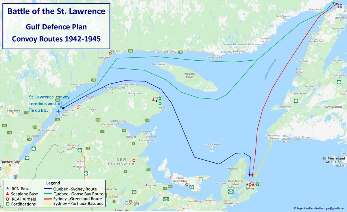 #OTD 12/5/1942 #RememberRCN -In response to two merchant ships torpedoed in St Lawrence overnight, RCN immediately puts the Gulf Defence Plan into effect, stopping all independent sailings of merchant ships in the St Lawrence & implements a convoy system with RCN escorts.
