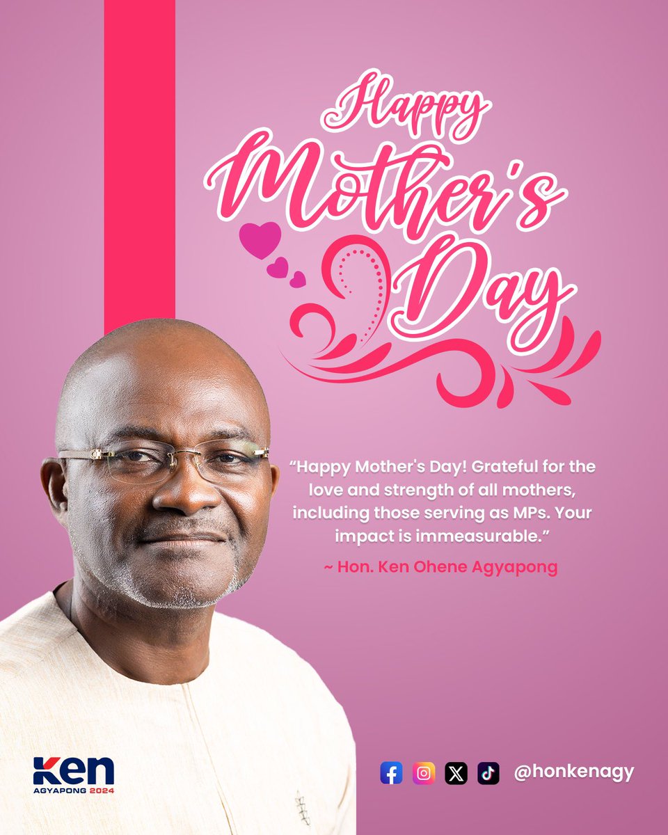 Today, as we celebrate Mother's Day, I want to extend my heartfelt appreciation to all the incredible mothers in our country (Ghana). Your love, sacrifices, and resilience make our world a better place. To every mother, including those serving as Members of Parliament, thank you…