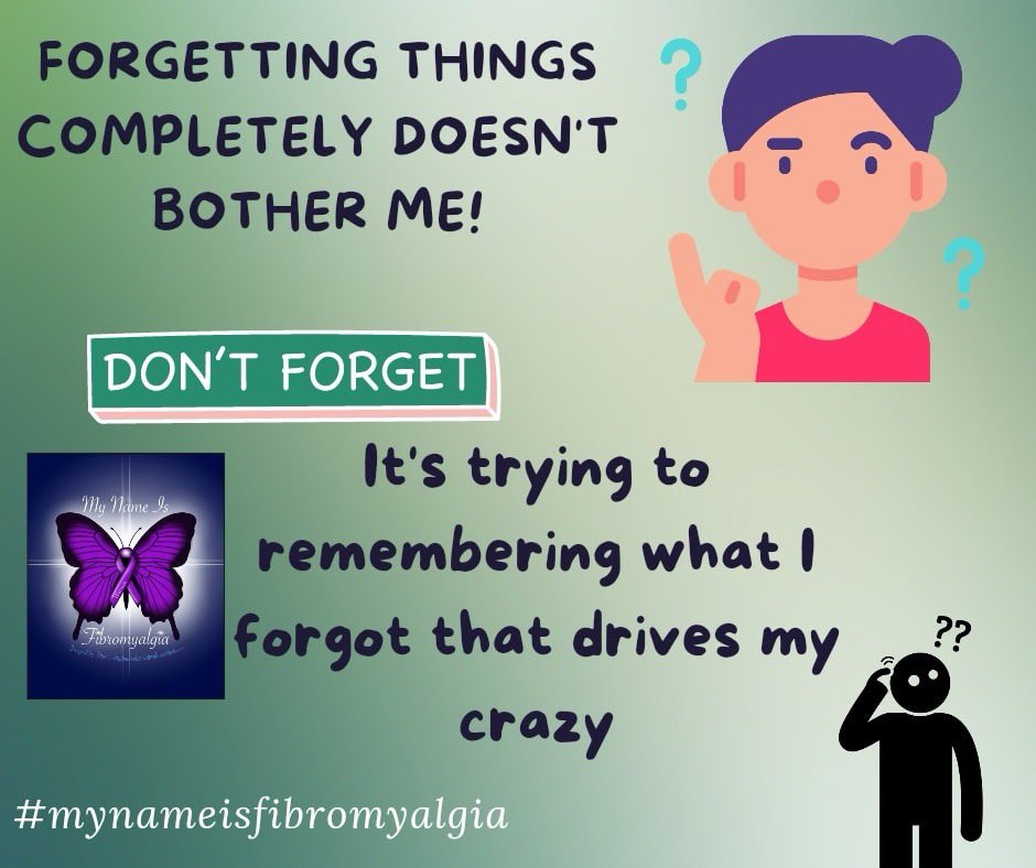 Hello my dear warriors! 

How many of you just get so frustrated trying to remember what was forgotten? 

Gentle hugs 🤗🤗🤗🤗

 #fibromysupport #SpoonieSupport #spoonies #chronicillness #fibromyalgiasupport #fibromyalgiafact #disabled #fibromyalgiaproblems #fibromyalgiaawareness…