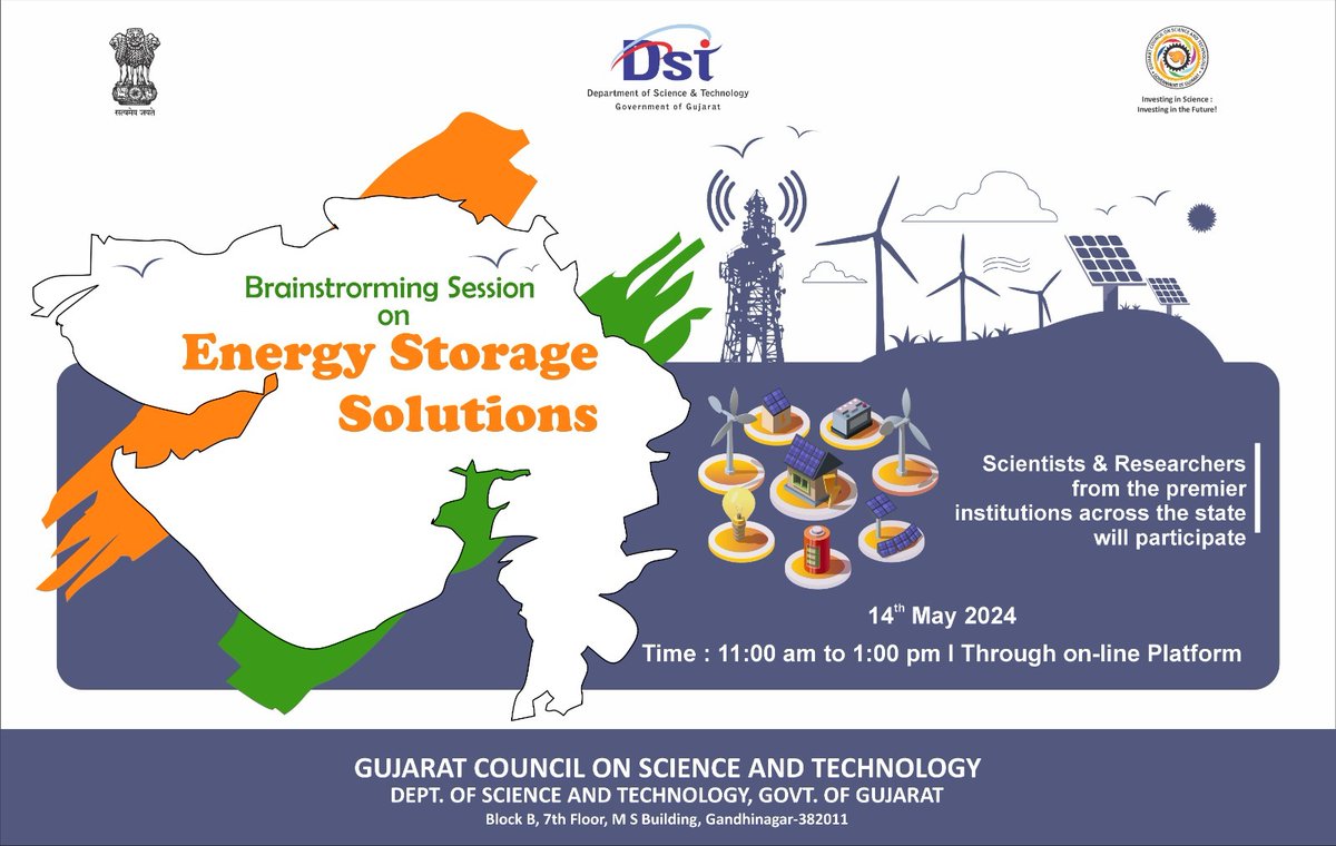 #EnergyStorage play an imp. role in #national #energy security. For #sustainabledevelopment of the nation, it is imperative to build domestic #technologies for energy storage. @RSCRajkot invites scientists & researchers to join the #brainstorming session on ESS on 14th May' 24.
