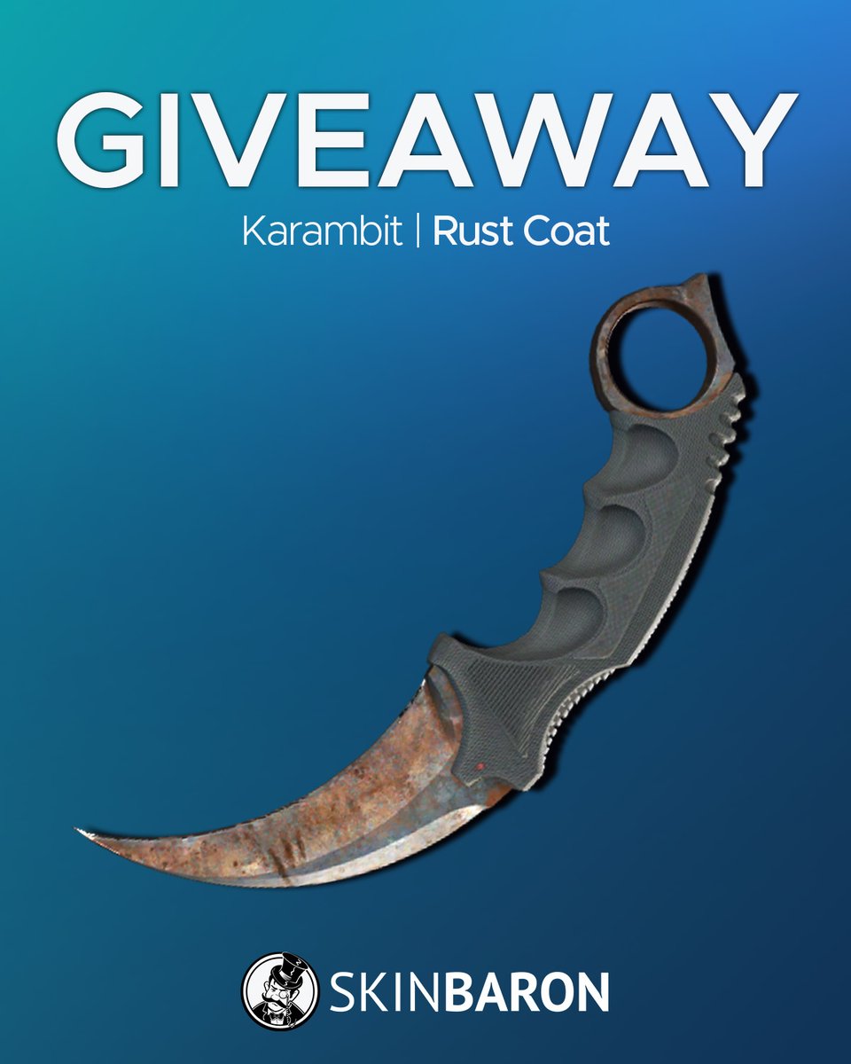SkinBaron.com (@skinbaronen) on Twitter photo Everyone loves the Karambit and with a bit of luck you'll soon have one in your inventory 😏
✅ Follow <a href="/SkinBaronEN/">SkinBaron.com</a> & <a href="/SkinBaronDE/">SkinBaron.de</a>
✅ Retweet
✅ Mark 2 friends
Giveaway ends 09.06.2024 ⏰ Everyone loves the Karambit and with a bit of luck you'll soon have one in your inventory 😏
✅ Follow <a href="/SkinBaronEN/">SkinBaron.com</a> & <a href="/SkinBaronDE/">SkinBaron.de</a>
✅ Retweet
✅ Mark 2 friends
Giveaway ends 09.06.2024 ⏰
