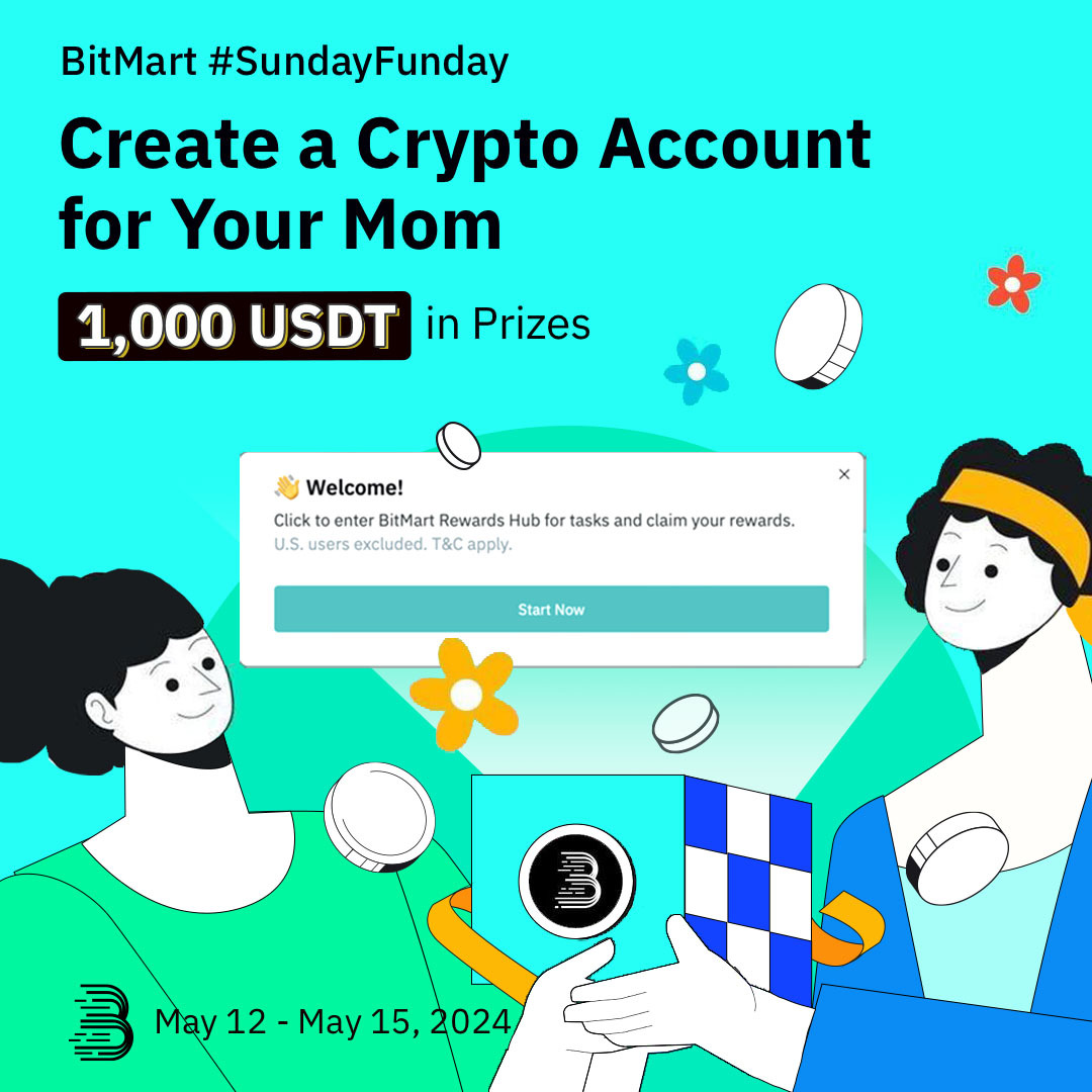 💖 Happy #MothersDay! Surprise mom with her first crypto account on #BitMart and share 1,000 USDT! 🌸

🔸Follow us & RT
🔸Comment with your screenshot of creating new account + #BitMartMothersDayCryptoGift & tag 3 frds
🔸Complete: forms.gle/REBNYeVifjzmEX… 

#crypto #Bitcoin $BTC