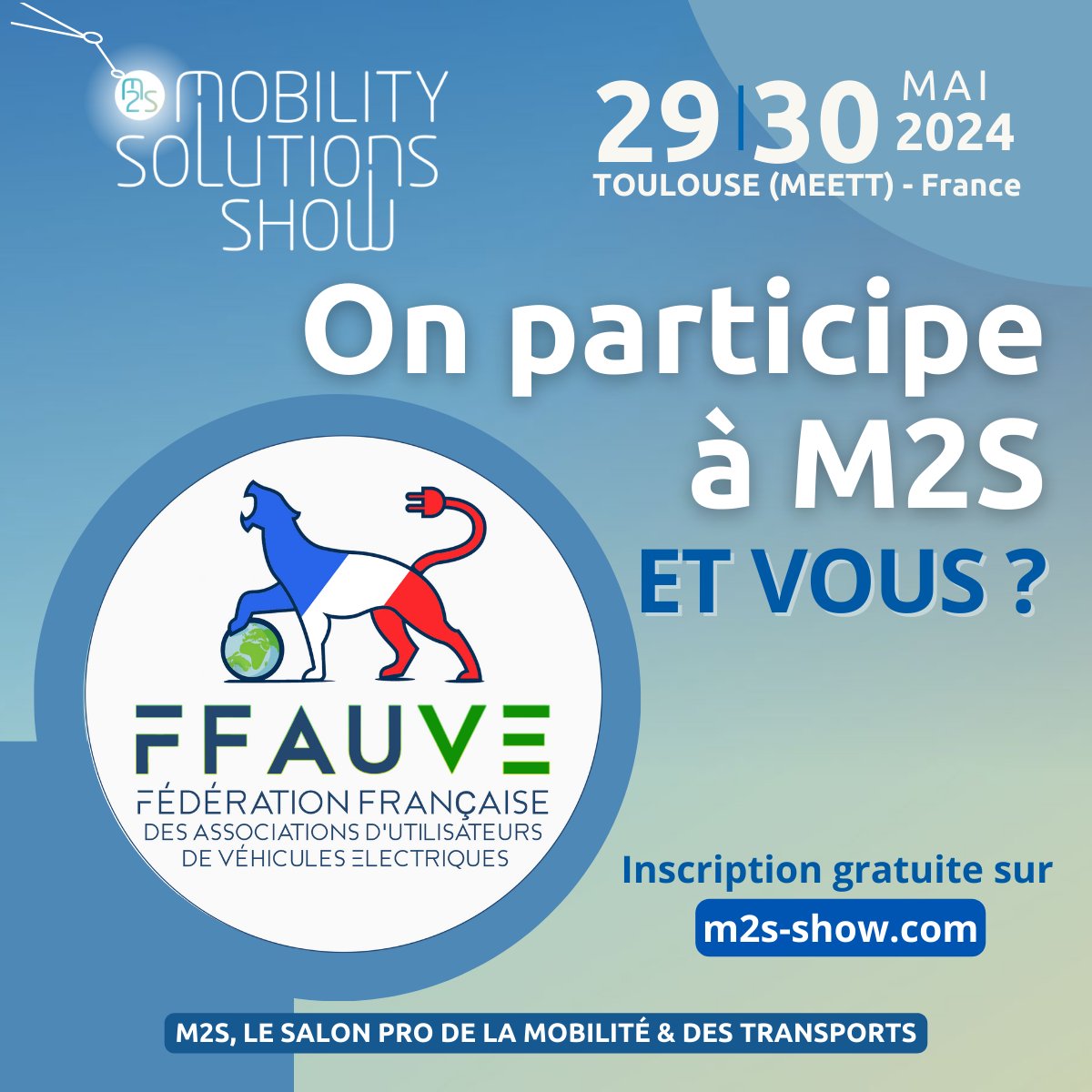 #Ffauve est partenaire de @M2S - Mobility Solutions Show au MEETT, Toulouse
Venez networker et rencontrer les acteurs majeurs de la #mobilité et des #transports dont Jean-Claude Le Maire, notre expert
Participez à un riche programme de conférences
 29 &amp; 30 Mai 2024