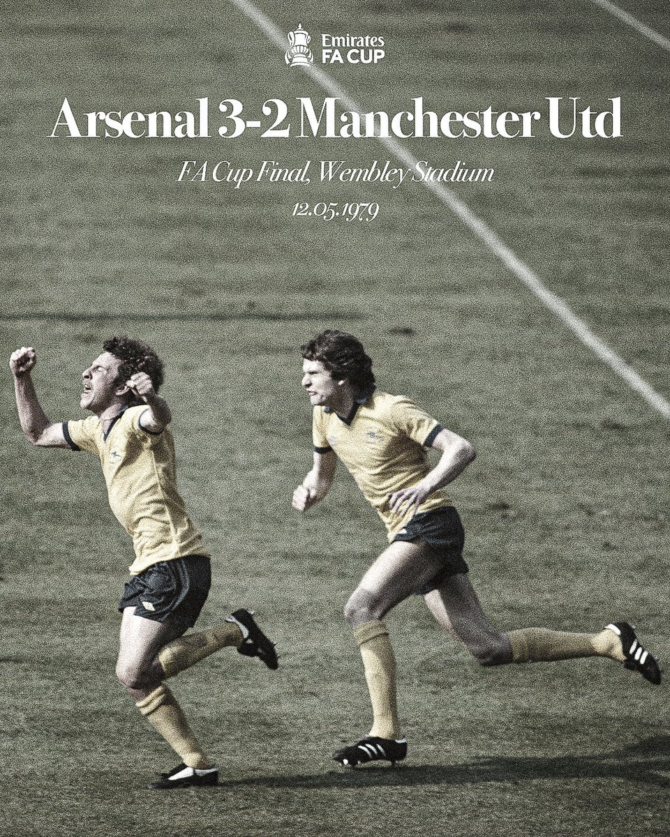 The five-minute Final ™️

#OnThisDay in 1979, @Arsenal and @ManUtd played out one of the most iconic finishes to a game in #EmiratesFACup Final history, with 3️⃣ goals scored in the final five minutes of the match! 🏆