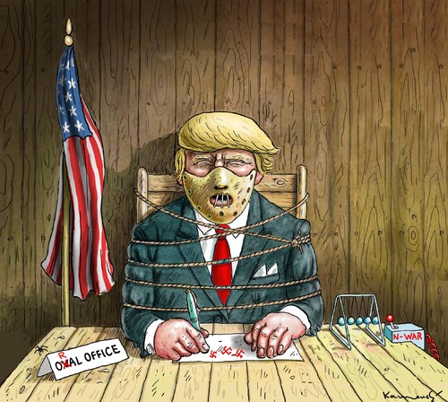 . Hello World, the only difference between Hannibal Lecter and Trump ? Lecter is a fictional mass murderer. #VoteBlueToStopTheStupid 💠 🗳️ 💠 (Cartoon by Marian Kamensky)