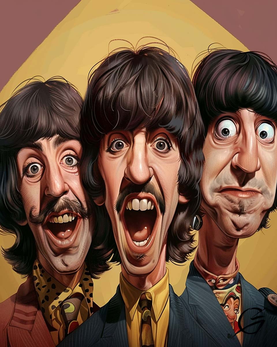 When the band's back together and the tunes are as timeless as their exaggerated expressions! 🎶🤪 #RetroRockers #ClassicCaricature #MusicLegends #TimelessTunes #beatles
