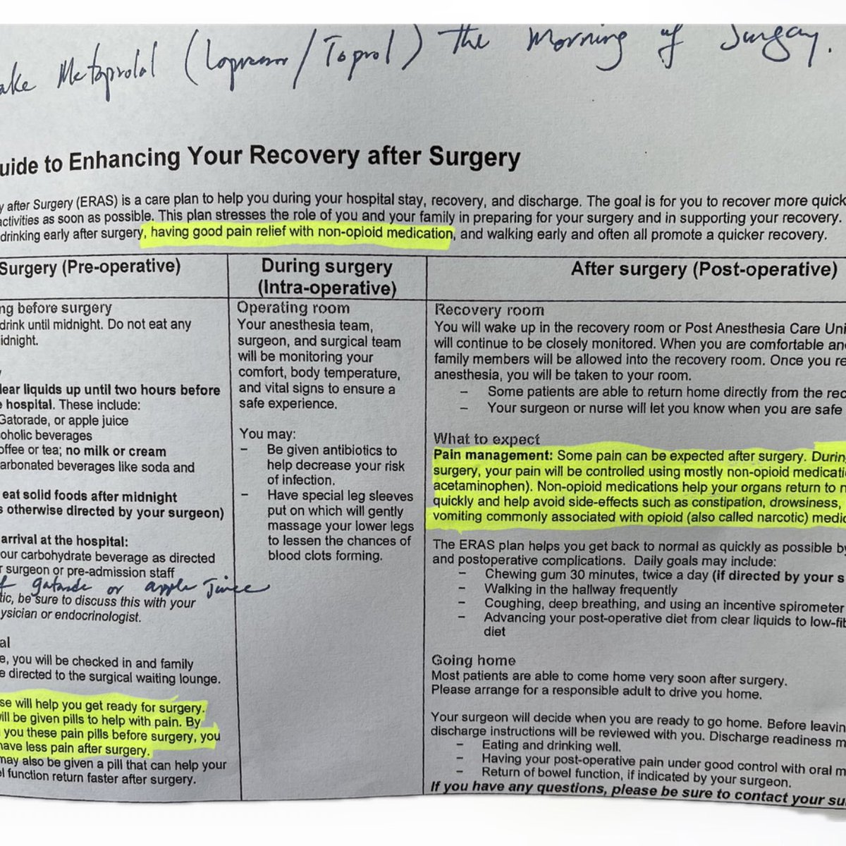 Patient cancels surgery after learning Yale New Haven Health does not treat pain postoperatively.

Pain management includes chewing gum

ERAS = torture