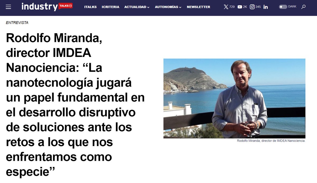 Conocer el mundo de lo pequeño es fundamental para su posteriores y continuas aplicaciones a los distintos sectores industriales. Rodolfo Miranda, director @imdea_nano, facilita algunas de las claves en esta entrevista con @IndustryTalksES 🔗industrytalks.es/entrevista-rod…