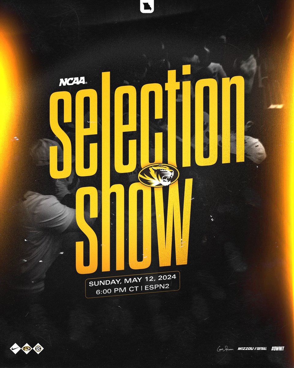 It’s Selection Show Sunday‼️ 🕕 6 p.m., CT 📺 ESPN2 #OwnIt #MIZ 🐯🥎