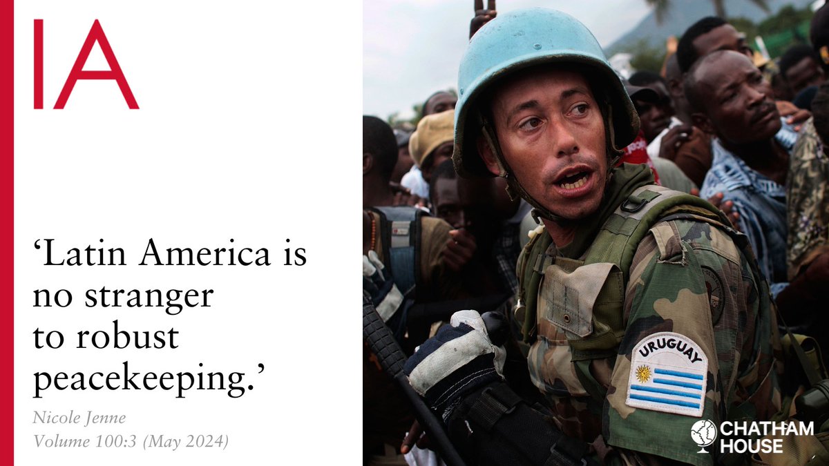 In her latest article @nicjenne (@uc_chile) analyses why Latin America's once deep contribution to the UN peacekeeping missions has been followed by the region's current hesitation to engage in such operations. Read it here 👉 doi.org/10.1093/ia/iia…