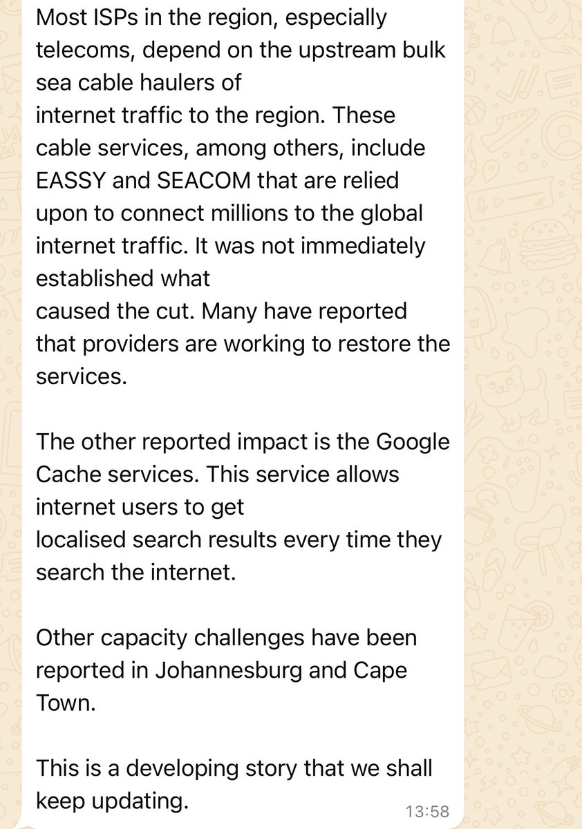 On the slow internet issue affecting East Africa and parts of South Africa, read ⬇️⬇️