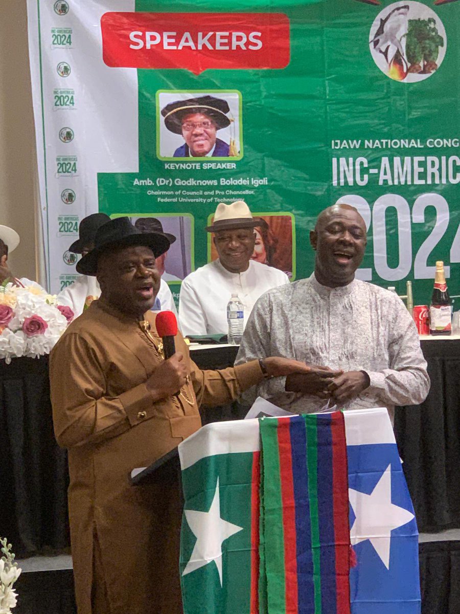 Yesterday, I joined my Ijaw brothers and sisters in Houston, Texas for the 2024 American Ijaw National Congress (INC) Convention and Fundraising programme. It was a colourful event to celebrate our Ijaw people in the diaspora and encourage them to remain focused and remember