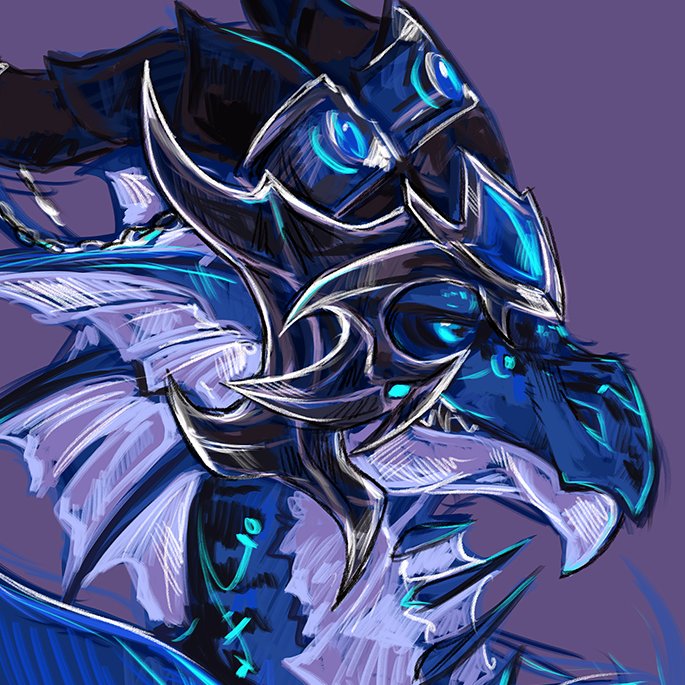 Some old painterly artwork of my Drakthyr before I decided I preferred him with white/iridescent scales.

#worldofwarcraft
