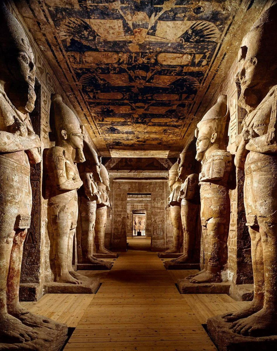 All of these giant statues sculpted inside the mountain, inside Abu Simbel temple.