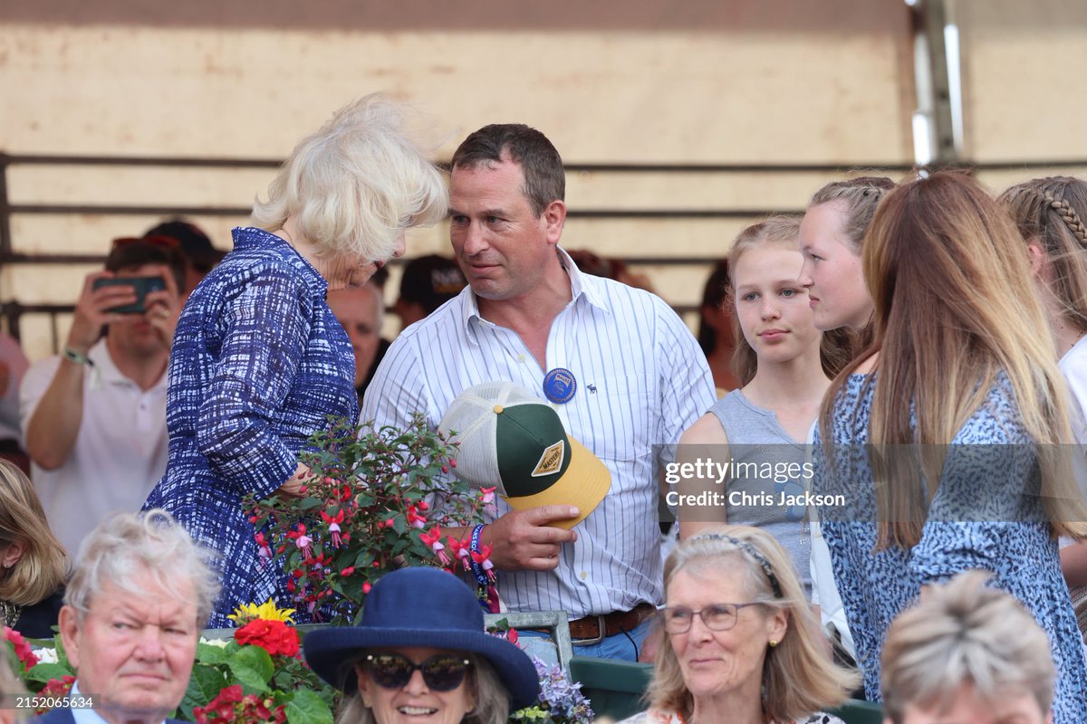 Queen Camilla, Peter Phillips, Isla Phillips and Savannah Phillips attend the final day of the Badminton Horse Trials 🏇